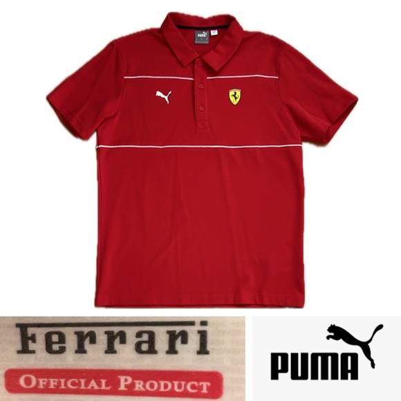🏁NWOT Puma + Ferrari Men's Red Polo Shirt | Ferrari Official Product | Medium